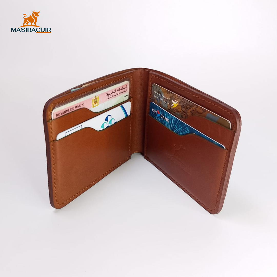 Portefeuille en cuir marron