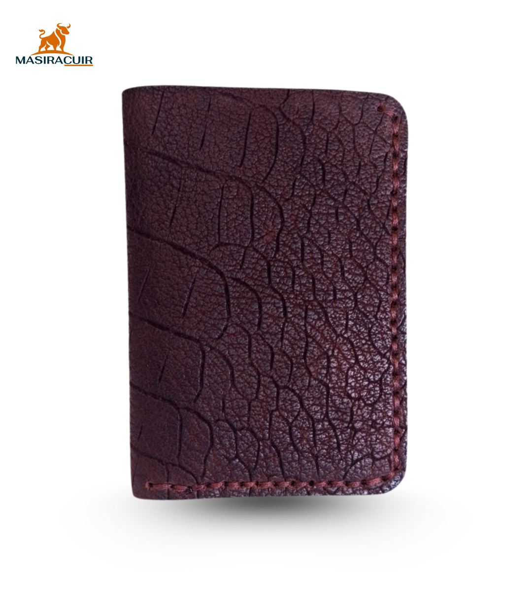 Portefeuille en cuir marron crocco