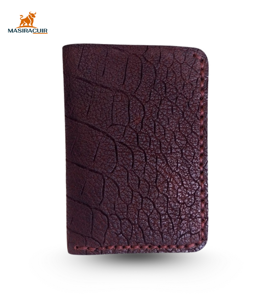 Portefeuille en cuir marron crocco